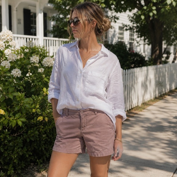 LOFT Pants - Ann Taylor LOFT‎ Chino Shorts Mid Rise Casual Cotton Women's Size 4 Mauve Rose